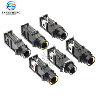 5Pcs DIY 6.35mm / 6.5mm Jack Gold Plated 3 / 4Pin Stereo Dual Channel Microphone Socket 6.35 /6.5 Audio Straight jack Connector