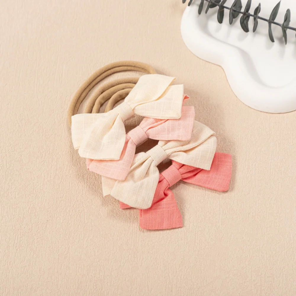 4pcs Baby Bow Headband Girls Cute Nylon Hairband Soft Elastic Kids Headwear Newborn Toddler Photography Hair Accessories image 2