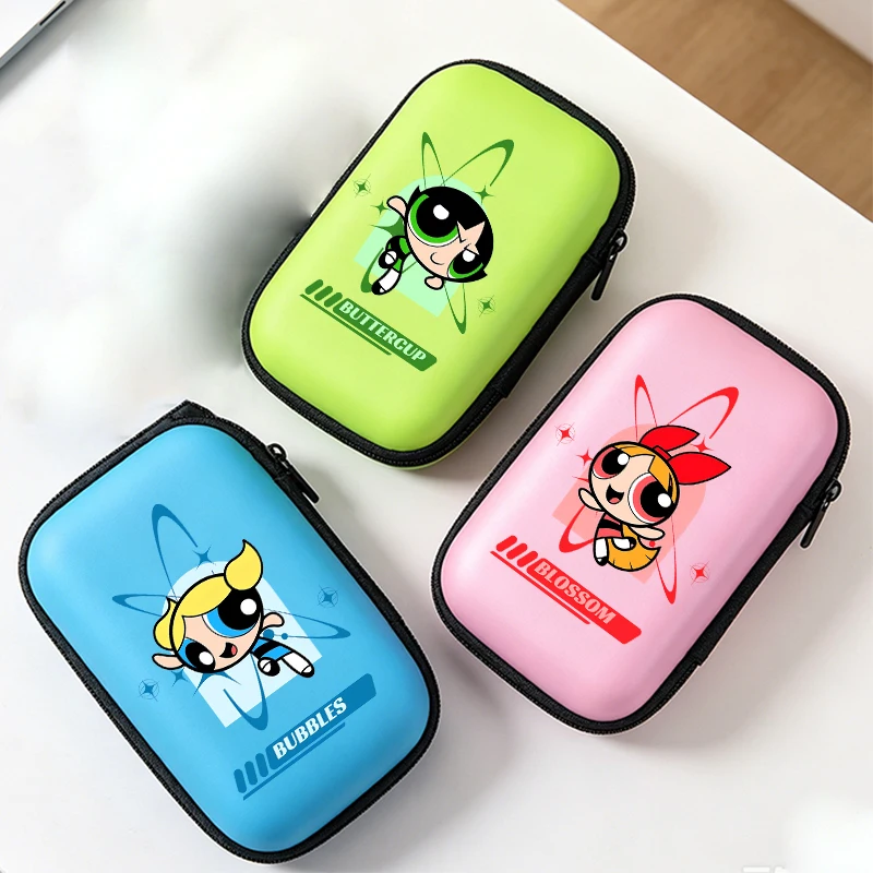 

The Powerpuff Girls Data Cable Storage Bag Cute Cartoon Card Storage Box Deck Box Card Organizer Travel Portable Card Case Gift