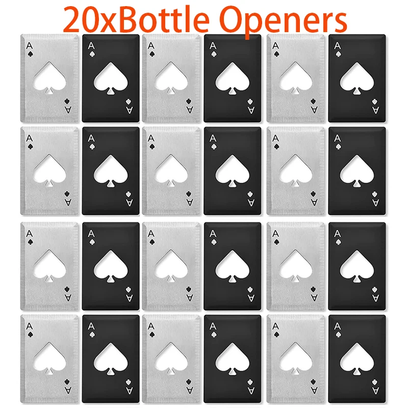 

20Pcs Poker Bottle Cap Opener Ace of Spades Credit Card Bottle Opener for Men Proposal Wedding Party