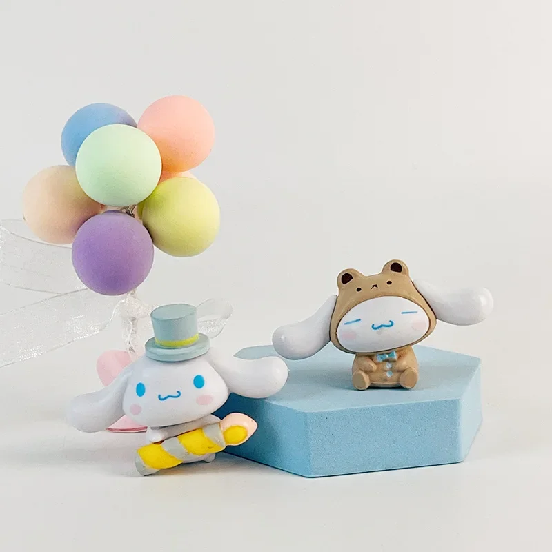 SANRIO Cinnamoroll โมเดลตุ๊กตาอะนิเมะแอคชั่นซินนาโมโรล6ชิ้นโมเดลของเล่นการ์ตูน kado ulang tahun ตกแต่งห้อง