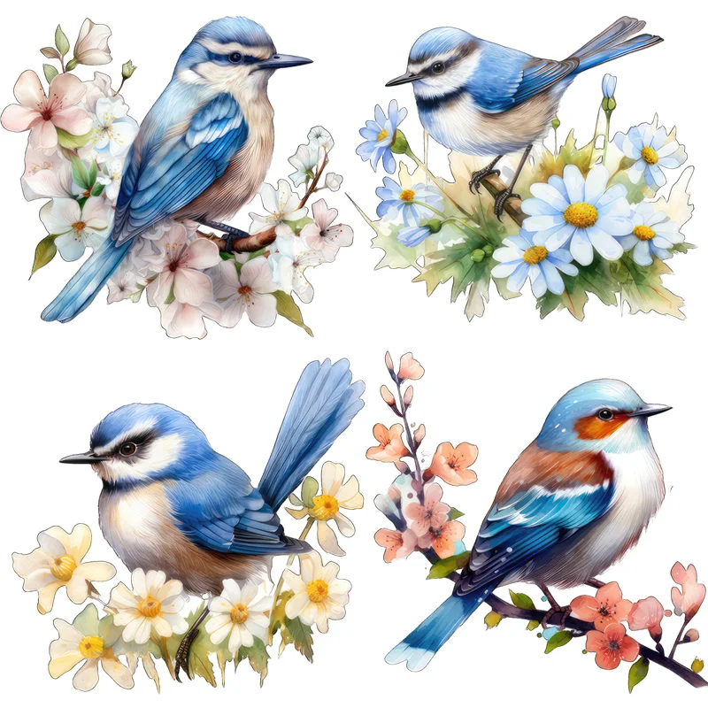 Three Ratels QN50 Cute blue bird wall sticker for room decoration door sticker Car hood decals
