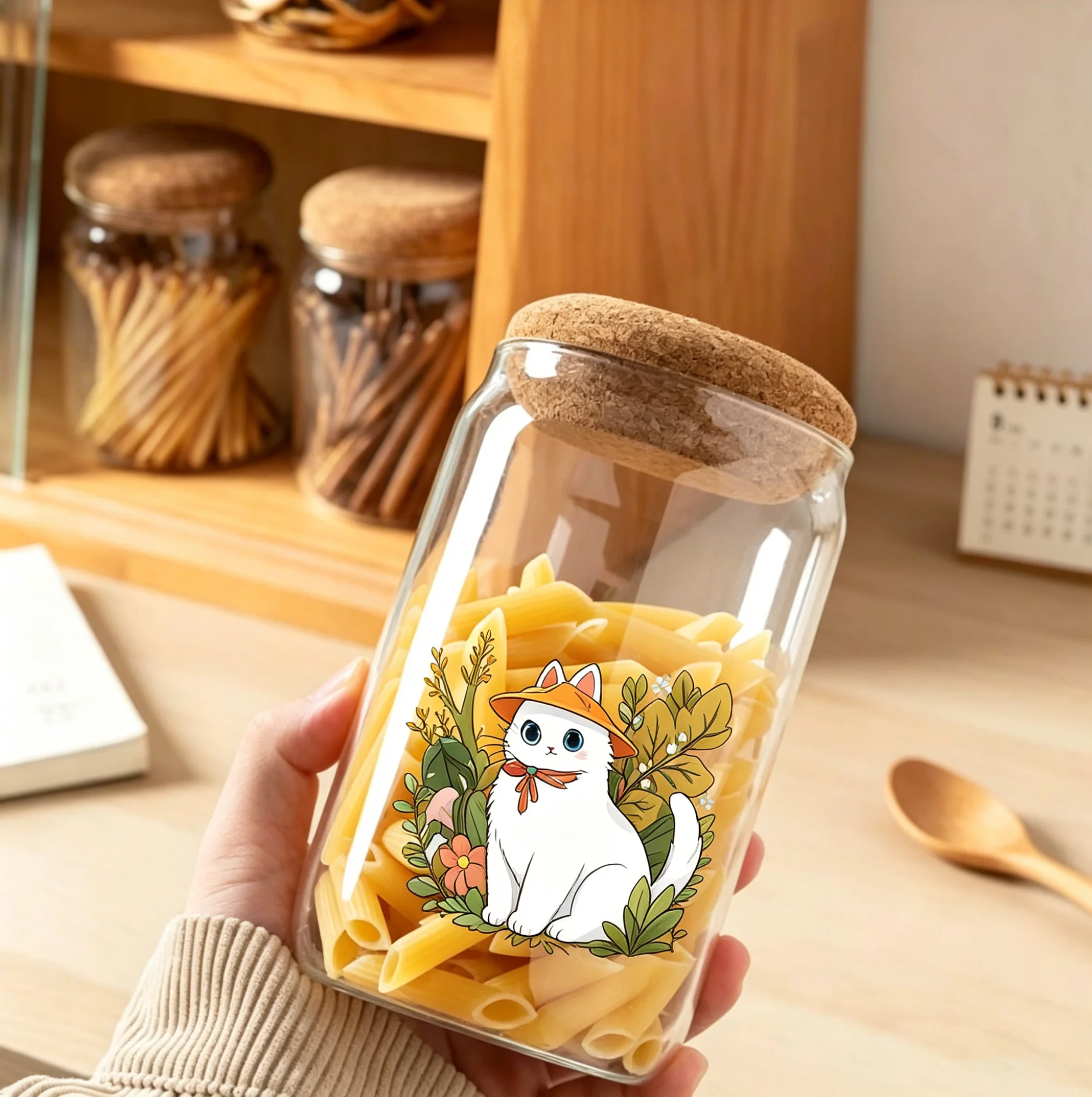 Cute Cat Bear Animal UV DTF Cup Wraps 16oz Libbey Glass Cup Waterproof Cartoon Transfer Stickers