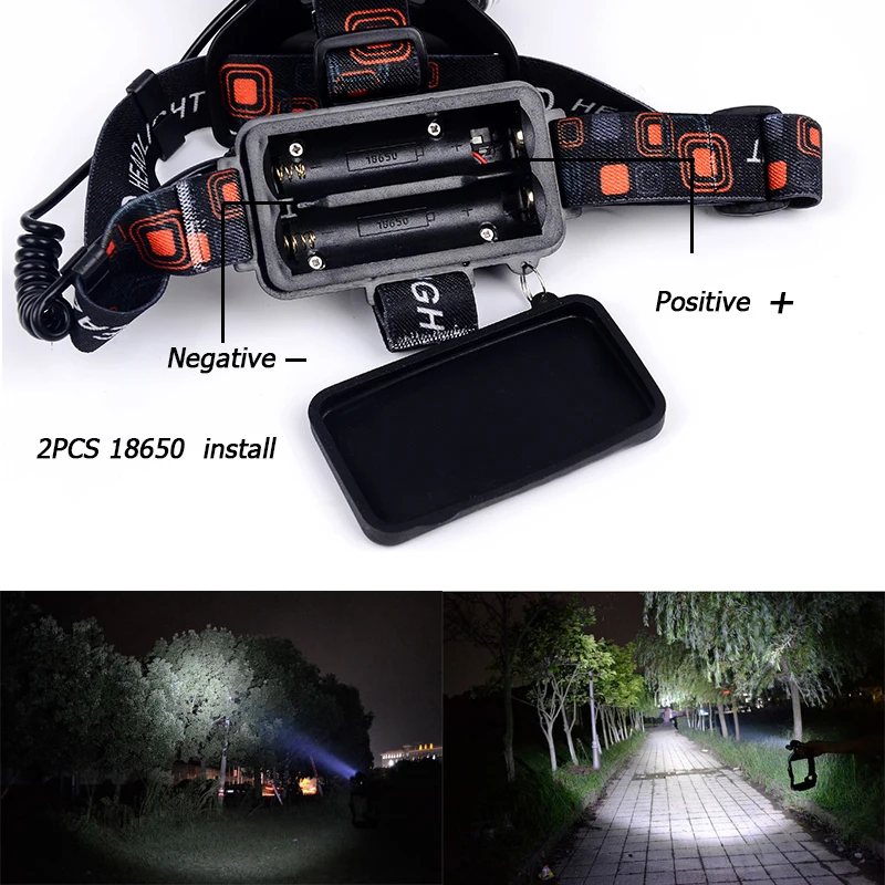 Led Headlamp Fishing Rechargeable Headlight 5*T6 Rechargeable Torch Hunting Head Lamp Camping Flashlight For 18650 battery