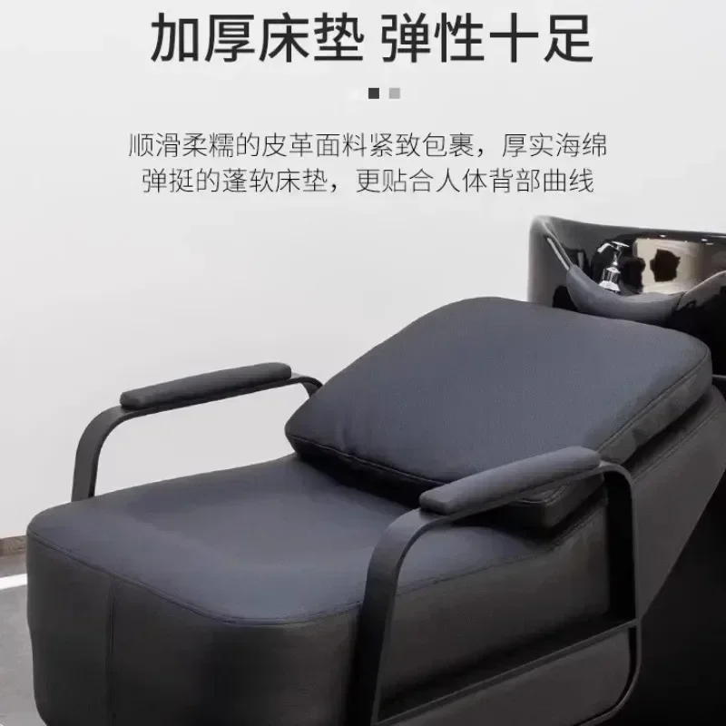 Barber shop hair salon special fiberglass ceramic basin massage half lying shampoo bed