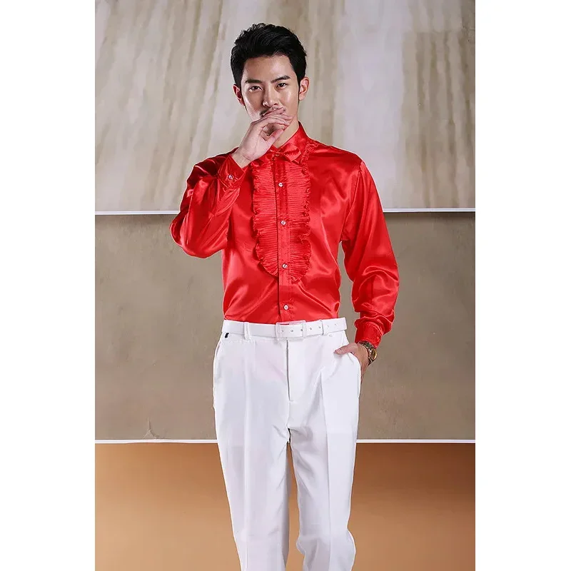 Men's Light Lace Side Shirt Male and Female Chorus Costumes Shirt Gala Annual