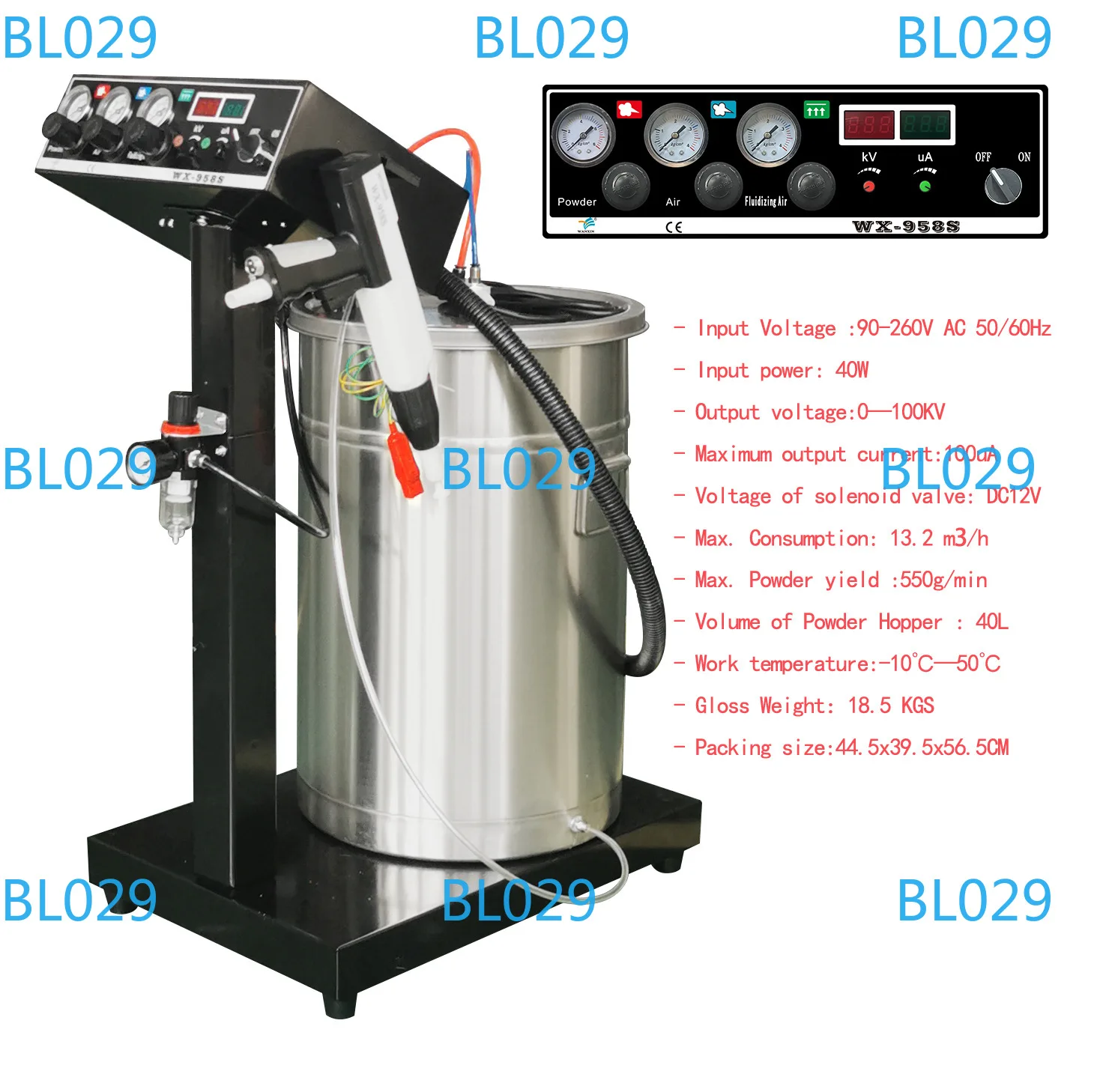 

WX-958S Powder Coating System Machine Electrostatic Deep Corners Paint System Electrostatic Spraying Machine Spray 40L