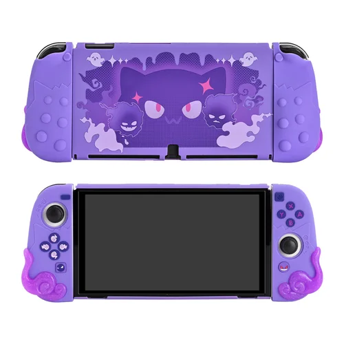 Funda rígida Purple Devil Ghost, Protector de carcasa de cristal para Nintendo Switch/controlador OLED Joy-Con, empuñadura de mano suave de TPU, cubierta completa