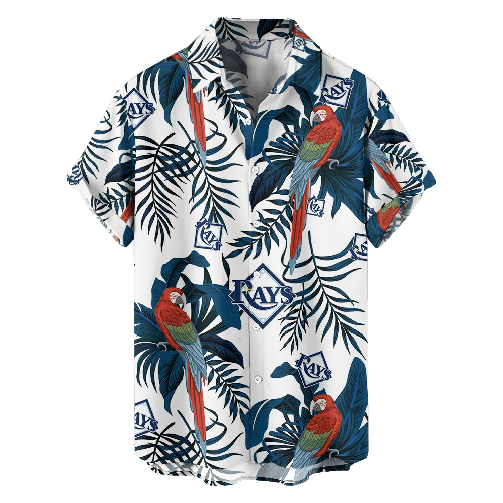 

Original summer parrot leaves casual travel large size short sleeve shirt Hawaiian style digital print loose trend shirt