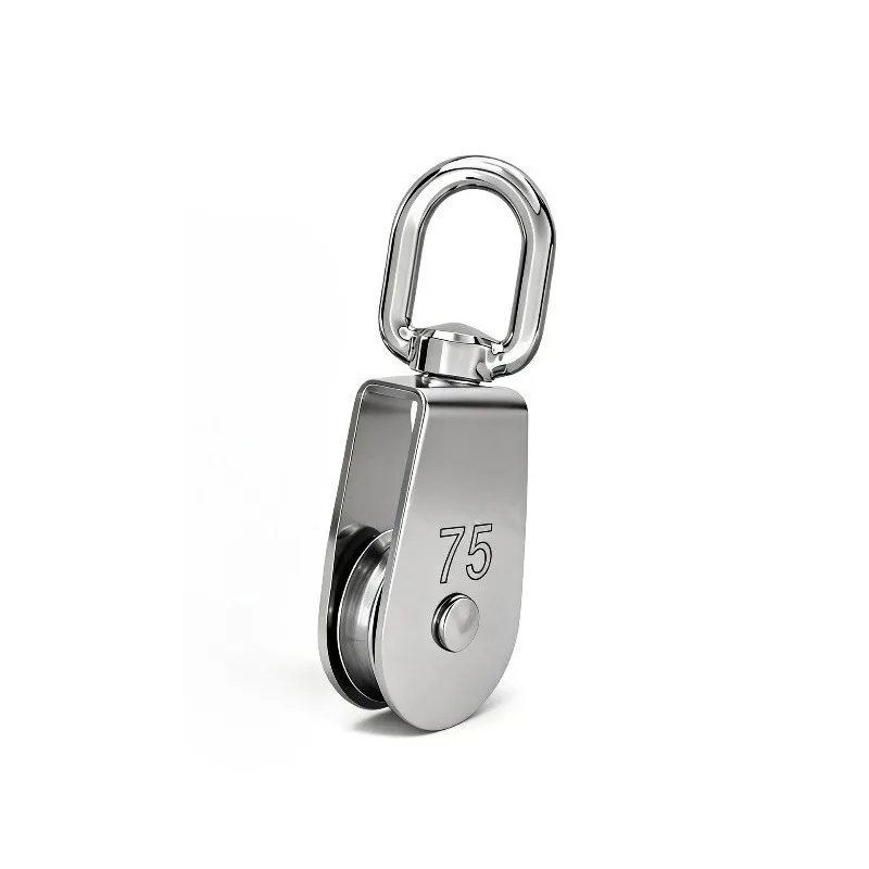 304 Stainless Steel Pulley, Hanging Wheel Fishing Net, Marine Single and Double Lifting Ring Pulley Steel Rope U-shaped Fixed