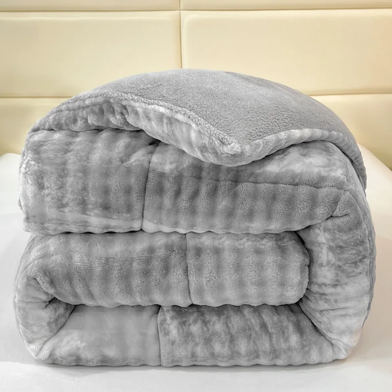 Soft Weighted Velvet Quilt Winter Warm Artificial Lamb Cashmere Wool Quilting Blanket  200x230 Queen Thicken Bed Comforters
