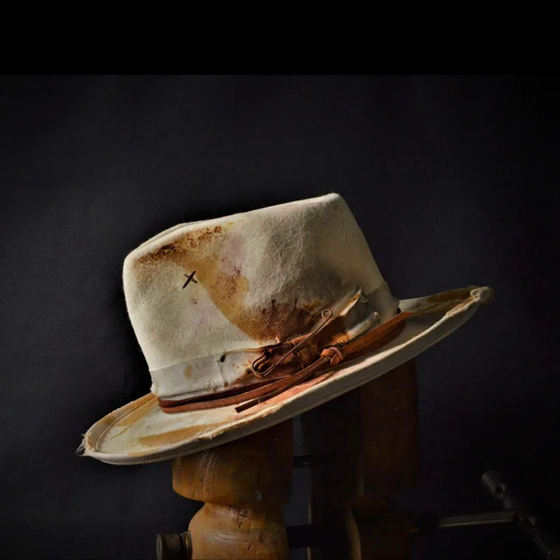 Fashionable Pure Wool Felt Hat with Vintage Style for Men and Women, Wool Top Hat with Bow and Ribbon Decoration Felt Hat