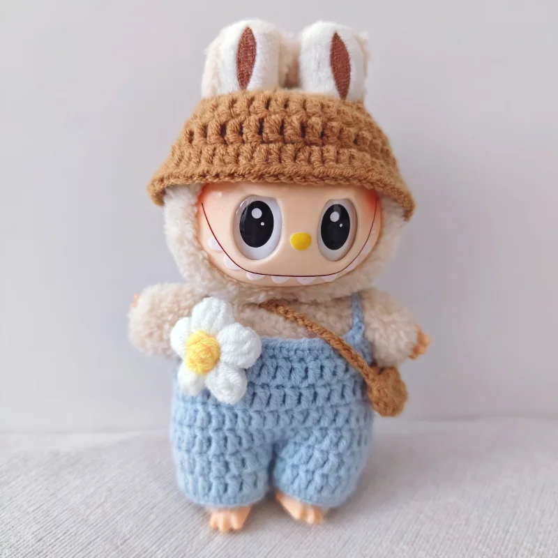 الملابس الكرتون لطيف محبوك وزرة طقم قبعات استبدال الفينيل دمى الملابس والاكسسوارات الملابس هدية ل 15 سنتيمتر Labubu V1 V2 V3 #6