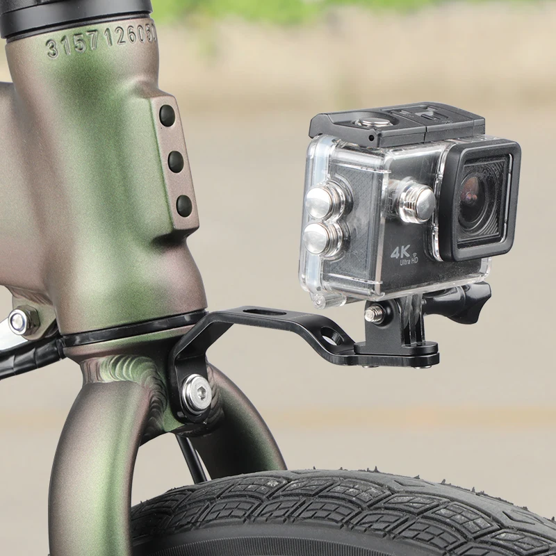 Deemount Folding Bike Front Fork Top-Install Bracket Stainless Steel Bicycle Headlight Holder 3-Fork Adaptor For Action Camera