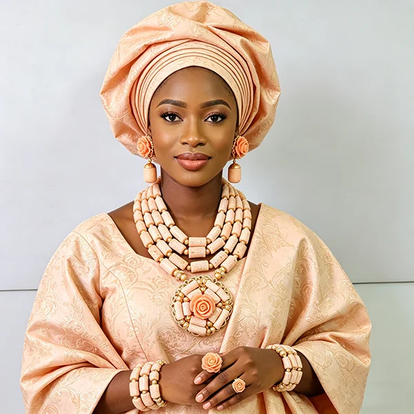 

2026 New Coral Bead Jewelry Set Nigerian Wedding