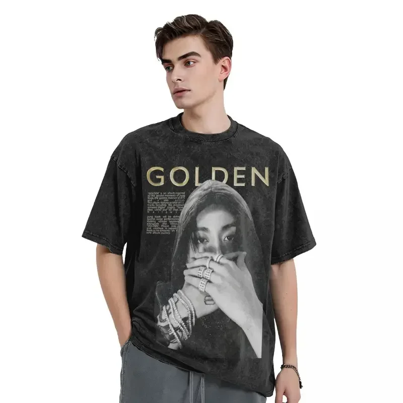 Washed T shirt golden moments jungkooks hip hop T-shirt oversize streetwear short sleeve graphic tops tee shirt men women