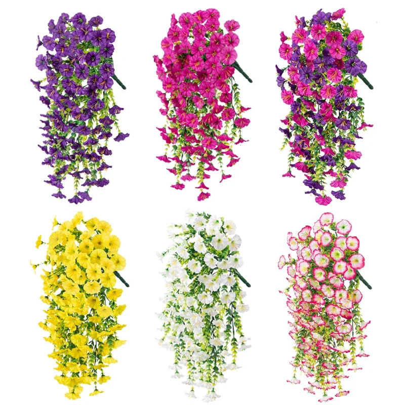 2PCS Künstliche Morning Glory Hängende Blumen Gefälschte Blume Outdoor Home Garten Wand Hängen Petunias Pflanzen Hochzeit Dekoration – Detail 3