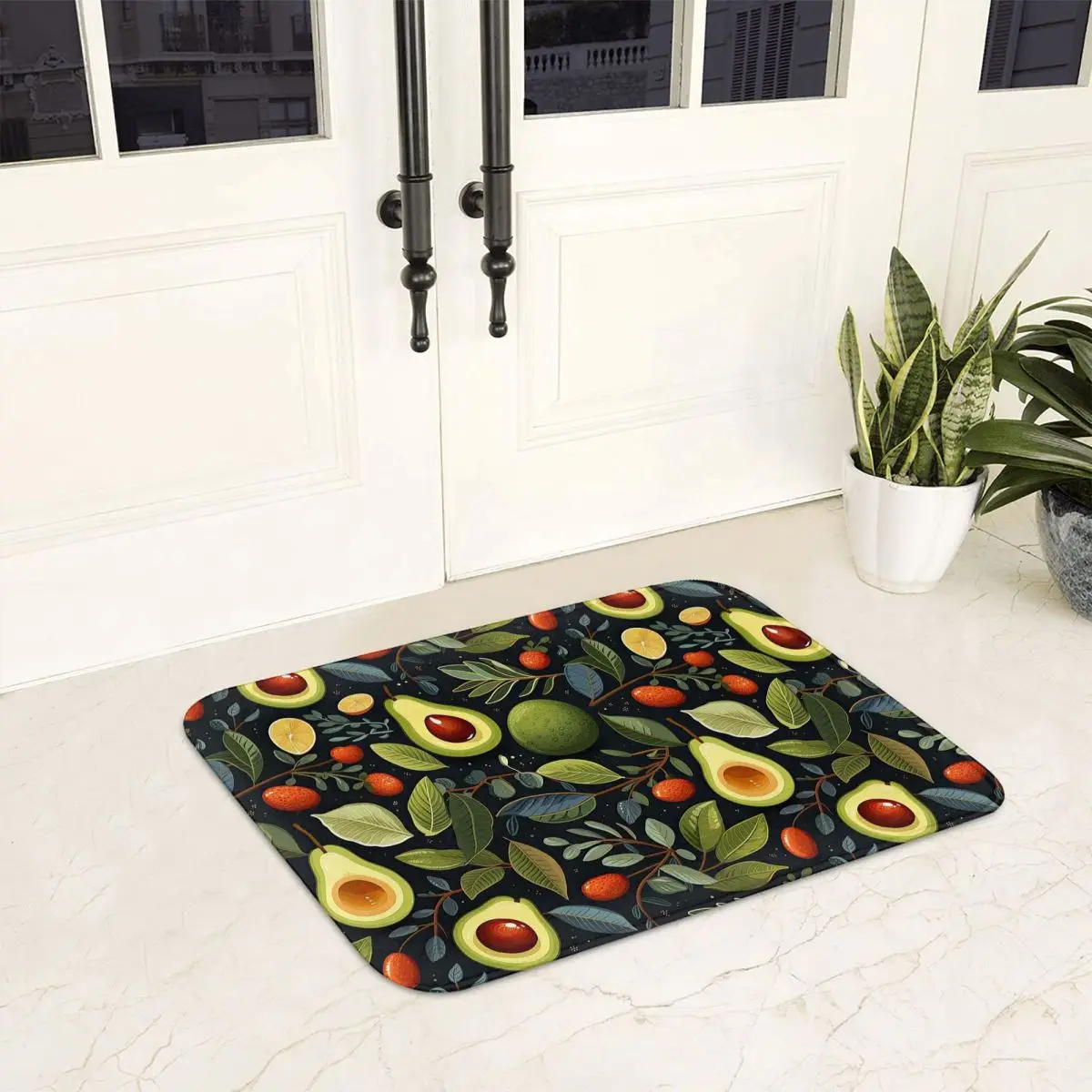 Green Avocado Pattern Juicy Vegetables Anti-slip Doormat Floor Mat Carpet Rug for Kitchen Entrance Home Balcony Footpad Mats