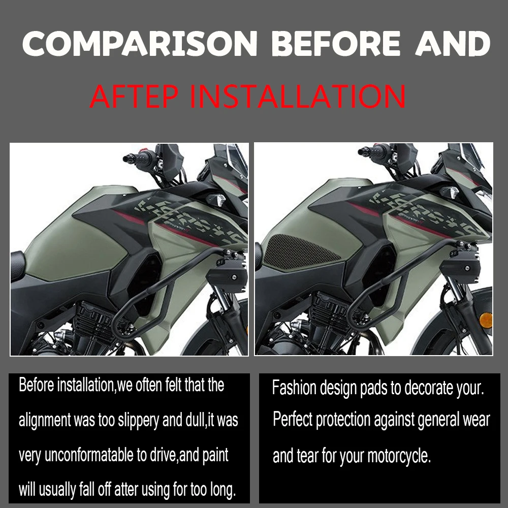 X-300 Motorcycle Anti-Heated Gas Tank Side Grip Traction Knee Protector Sticker Anti Slip Pad For Kawasaki Versys X300 2017-2023