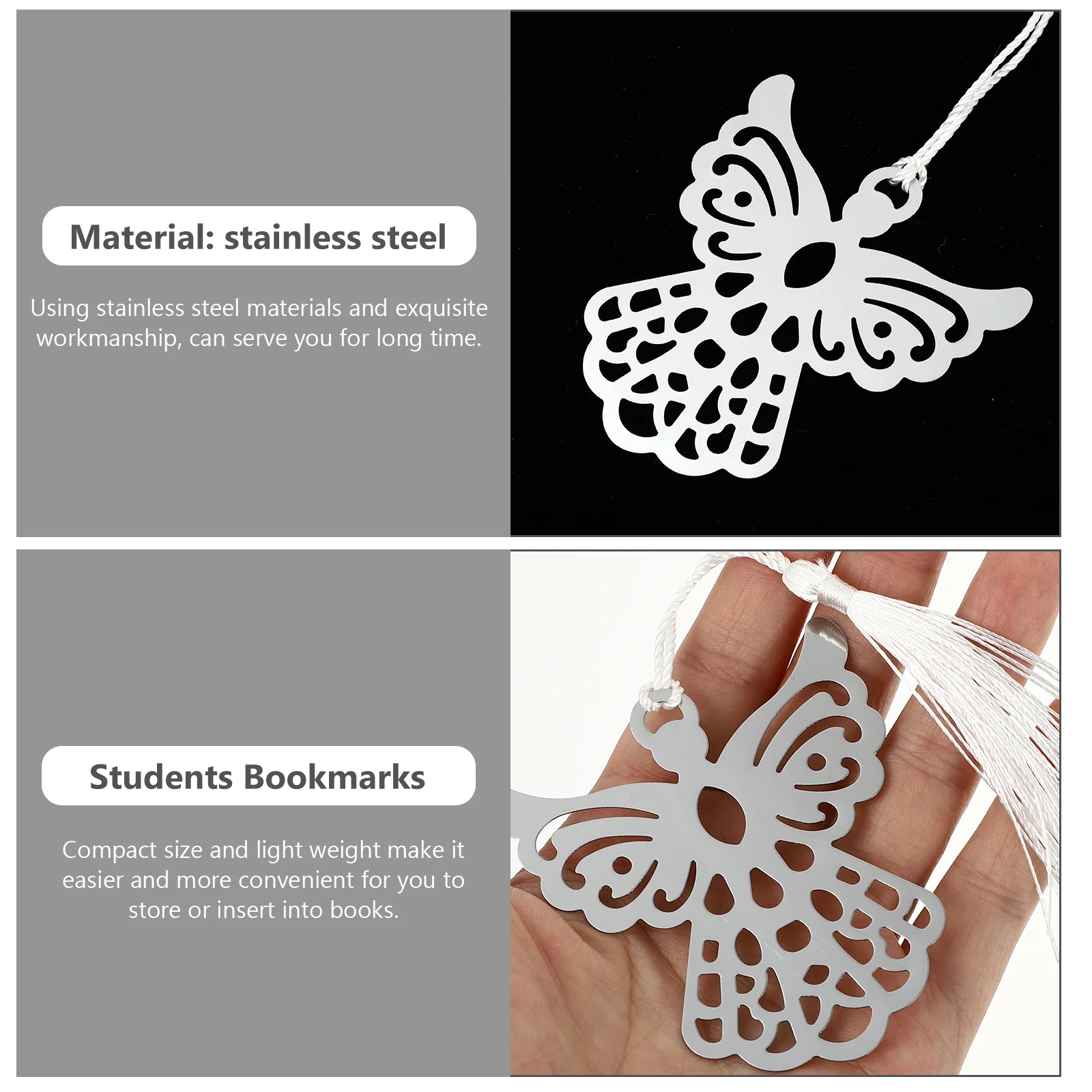 6 Pcs Graduation Angel Bookmark Bookmarks Stainless Reading Hollow-out Page-markers Delicate Decorative Tassel