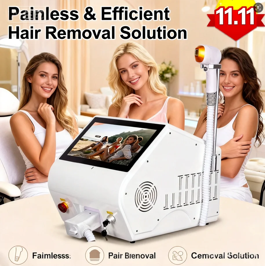 

Commercial-Grade Major Hair Removal Equipment 755 808 1064 Hair Removal Instrument PAINLESS PERMANENT HAIR REMOVAL HANDLE