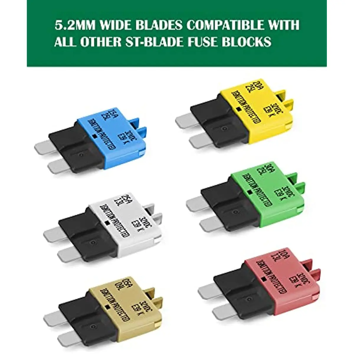 8 Packs Fuse Circuit Breaker Low Profile ATC/ATO Manual Resettable Fuse 5A 6A 7.5A 10A 15A 20A 25A 30A (Mixed) 12V-32V