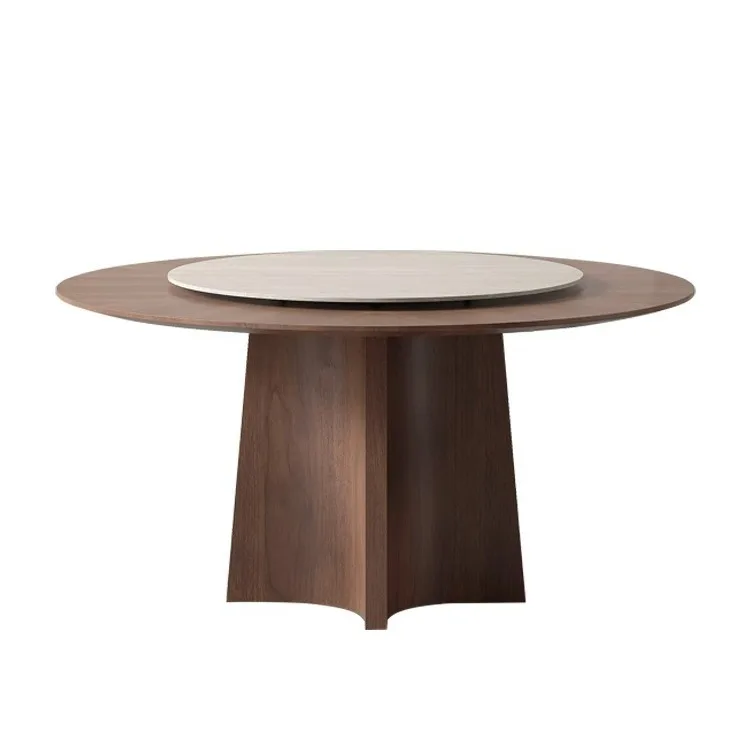 

North American, walnut, dining table and chairs, combination, round, with turntable, home, modern, minimalist