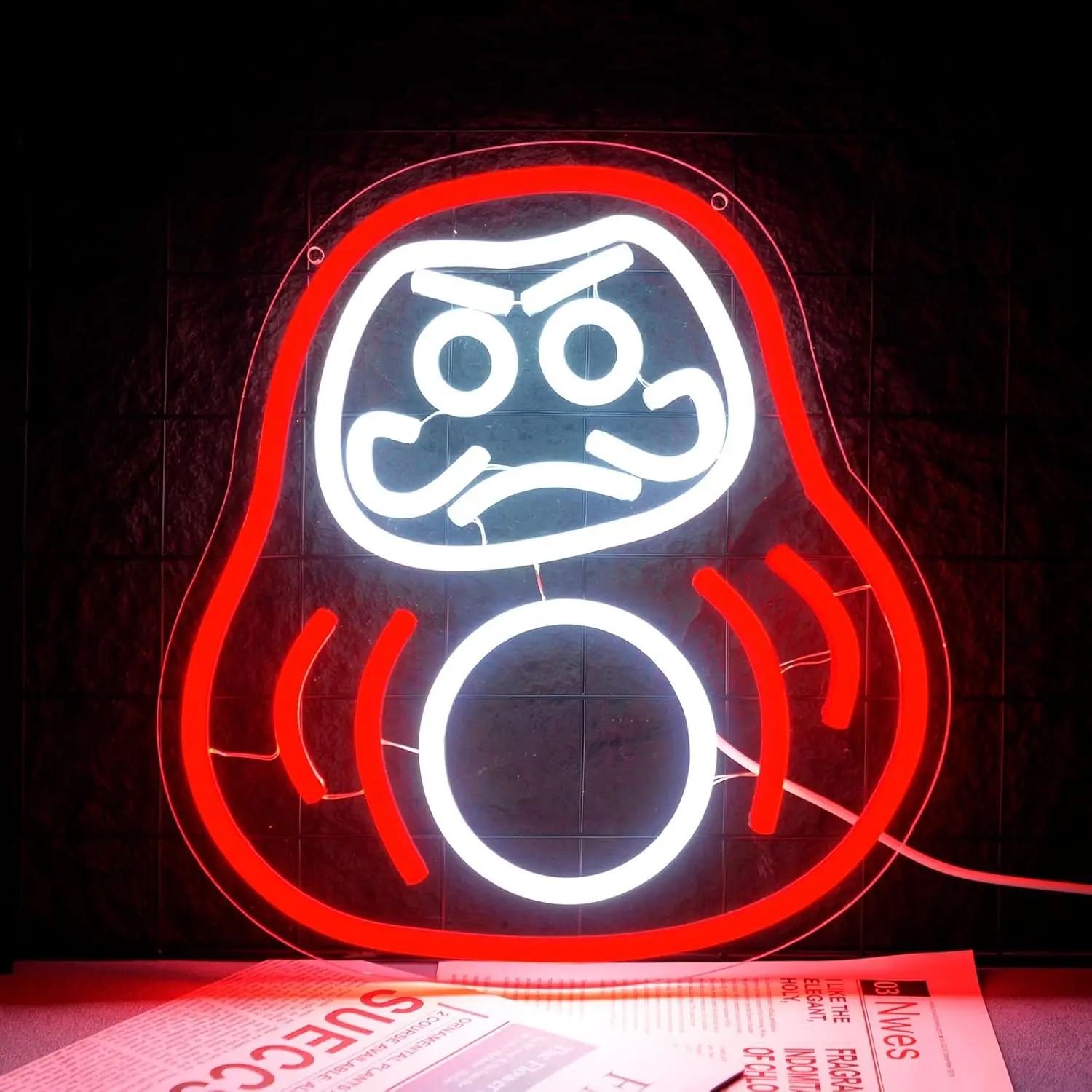 

Daruma Neon Sign for Wall Decor Lucky Doll of Japanese Wall Decor for Bedroom Home Bar Living Room Office Party Gift for Kid