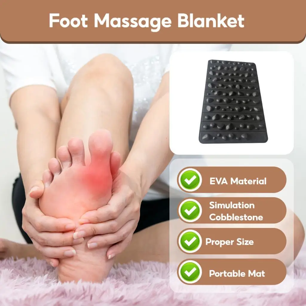 Foldable Acupressure Foot Massage Mat Simulation Cobblestone Cushion Pad Durable EVA Massager for Home Bedroom Living Room