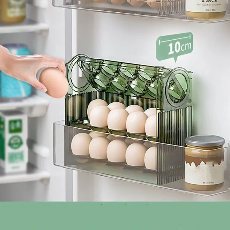 Home Egg Receiver Independent Packaging Kitchen Large-capacity Egg Storage Box Rotatable 3-layer Egg Tray Refrigerator Storage