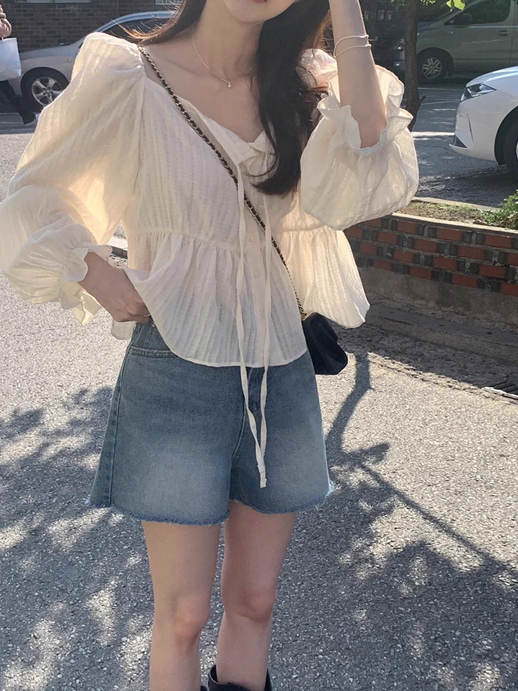 orts Vaqueros Retro de Cintura Alta y Pierna Ancha, Estilo Vintage do, con Parches Deilachados, Versátiles, Estilo Ve...