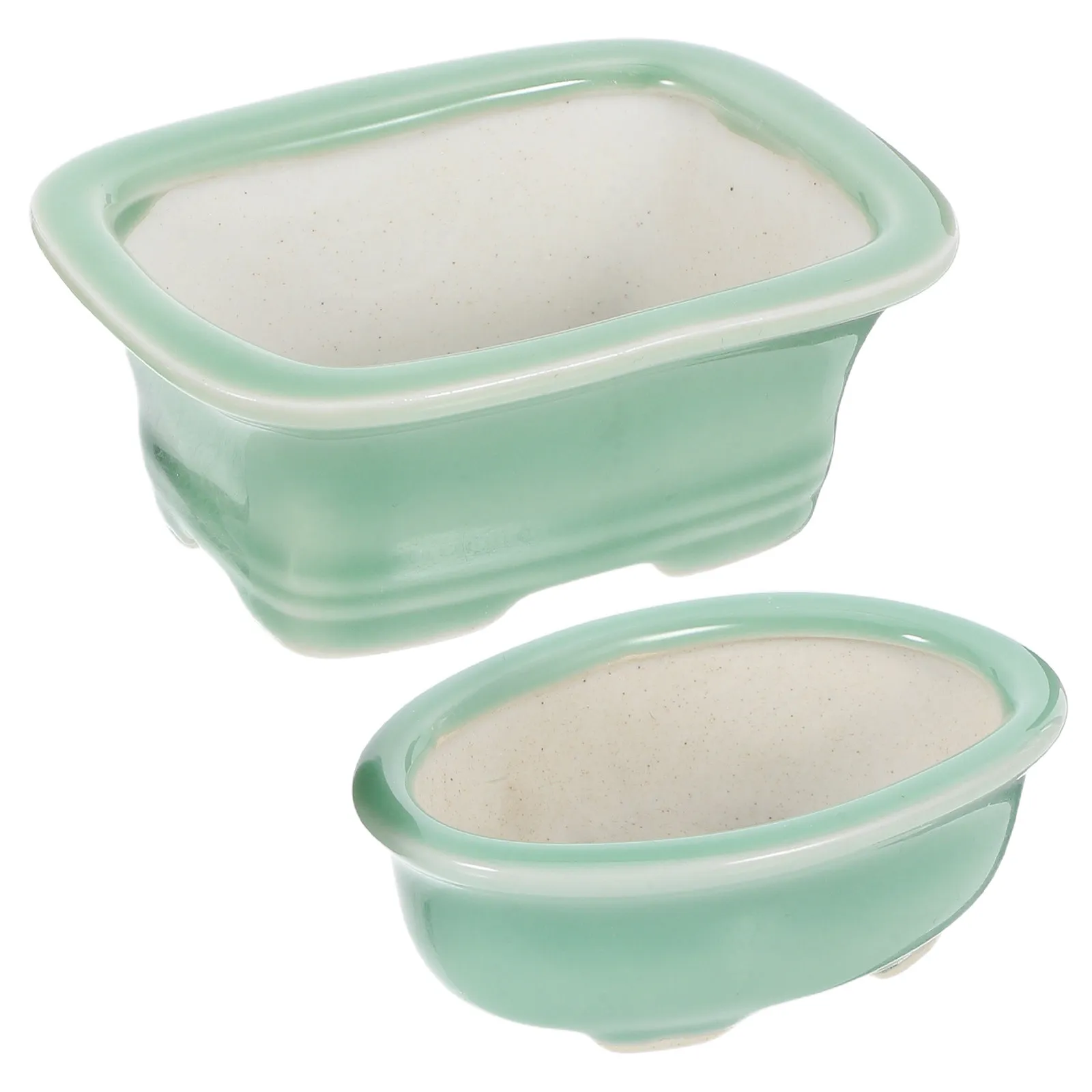 2Pcs Mini Ceramic Planter Pots for Succulents Bonsai Cactus Small Flowerpots Cute Room Desk Decor Small Ceramic Pots for Plants