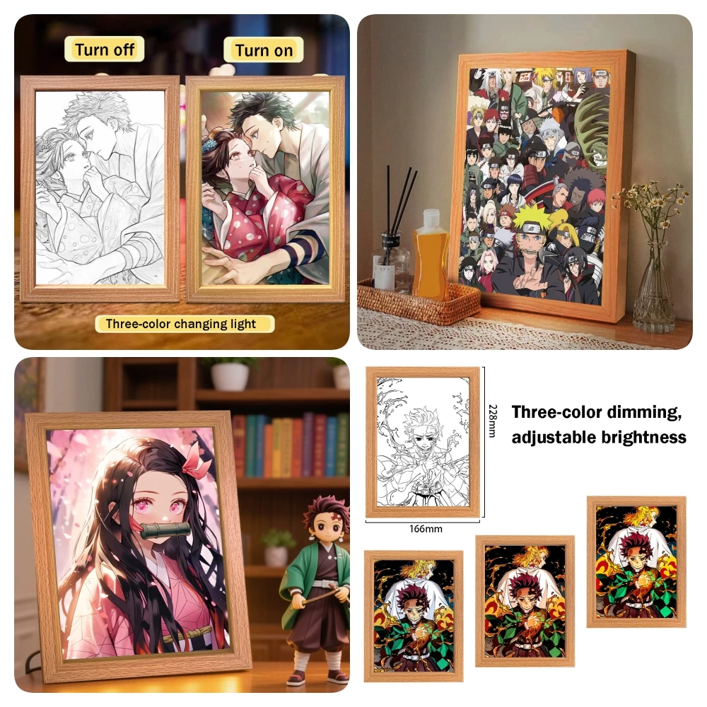 

Светодиодный ночник Tanjiro Kamado-анимационный убийца демонов, фоторамка с изображением персонажа, лампа с лунным светом для подарка