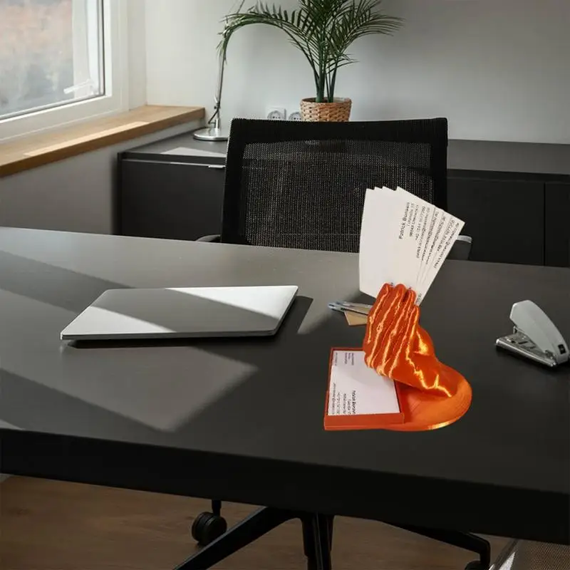 Business Card Display Unique Hand Business Card Holder Stand Modern ID Name Organizer Desktop Statue Office Table Decor For Desk