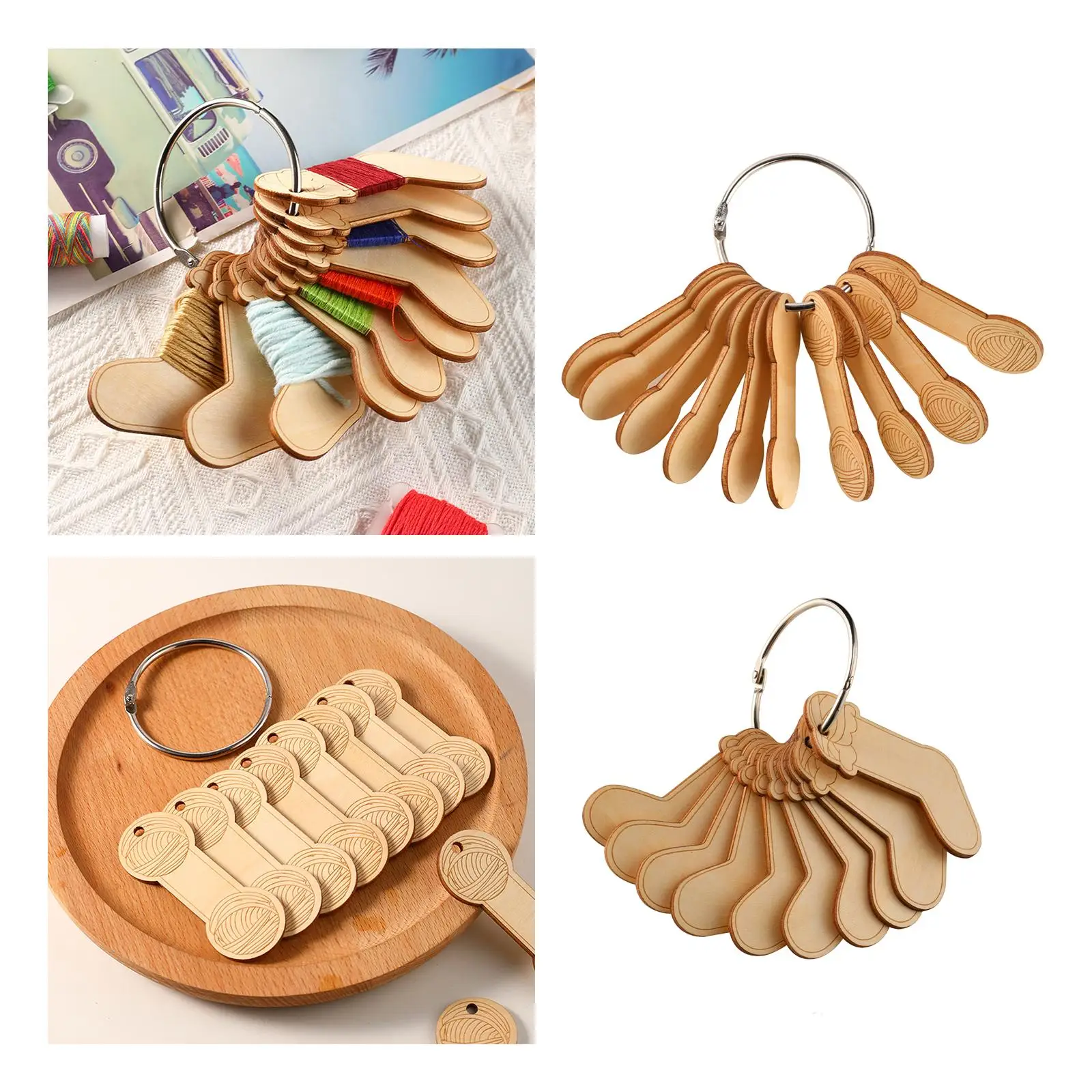 10pcs Wooden Bobbin Winding Board Practical Crafts Thread Rack Floss Drop Holder