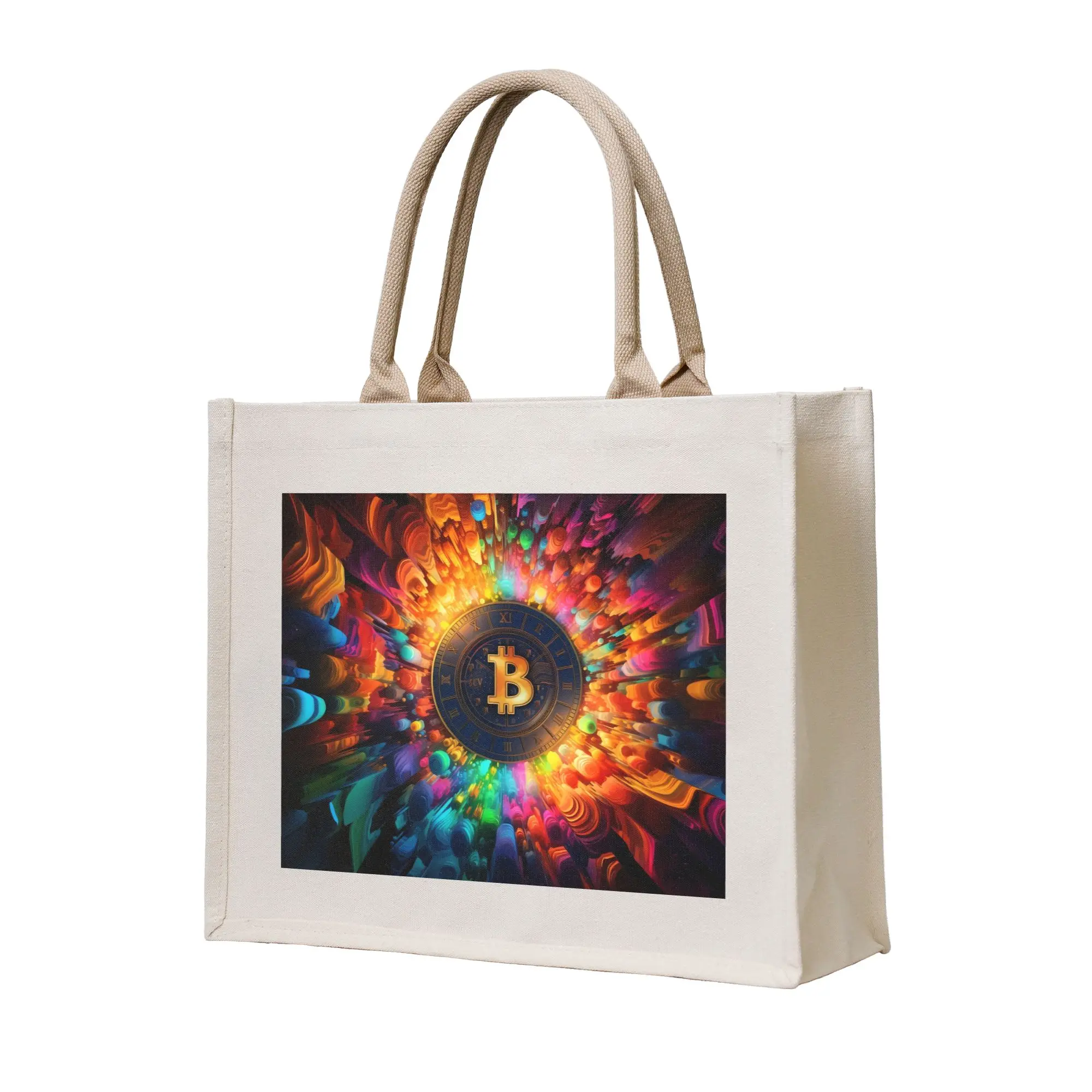 Crypto Virtual Currency Bitcoin  Groceries Tote Shopping Bags Women Cute  Shopper Shoulder Bags Large Capacity Handbag
