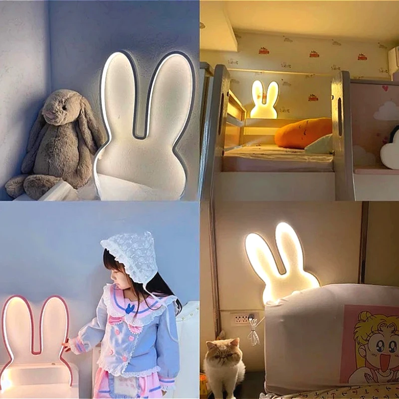 Современные креативные настенные бра с кроликом, светильник для детской комнаты, декоративное освещение для детского сада и ресторана с затемнением, светодиодный настенный светильник с рисунком из мультфильма
