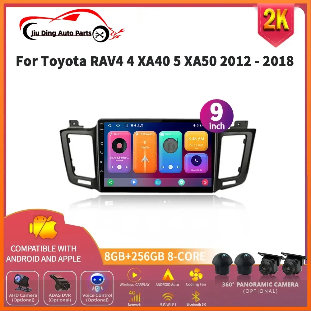 For Toyota RAV4 4 XA40 5 XA50 2012-2018 Car Radio Multimedia Navigation Wireless Carplay Stereo Android 14 GPS Head Unit Screen