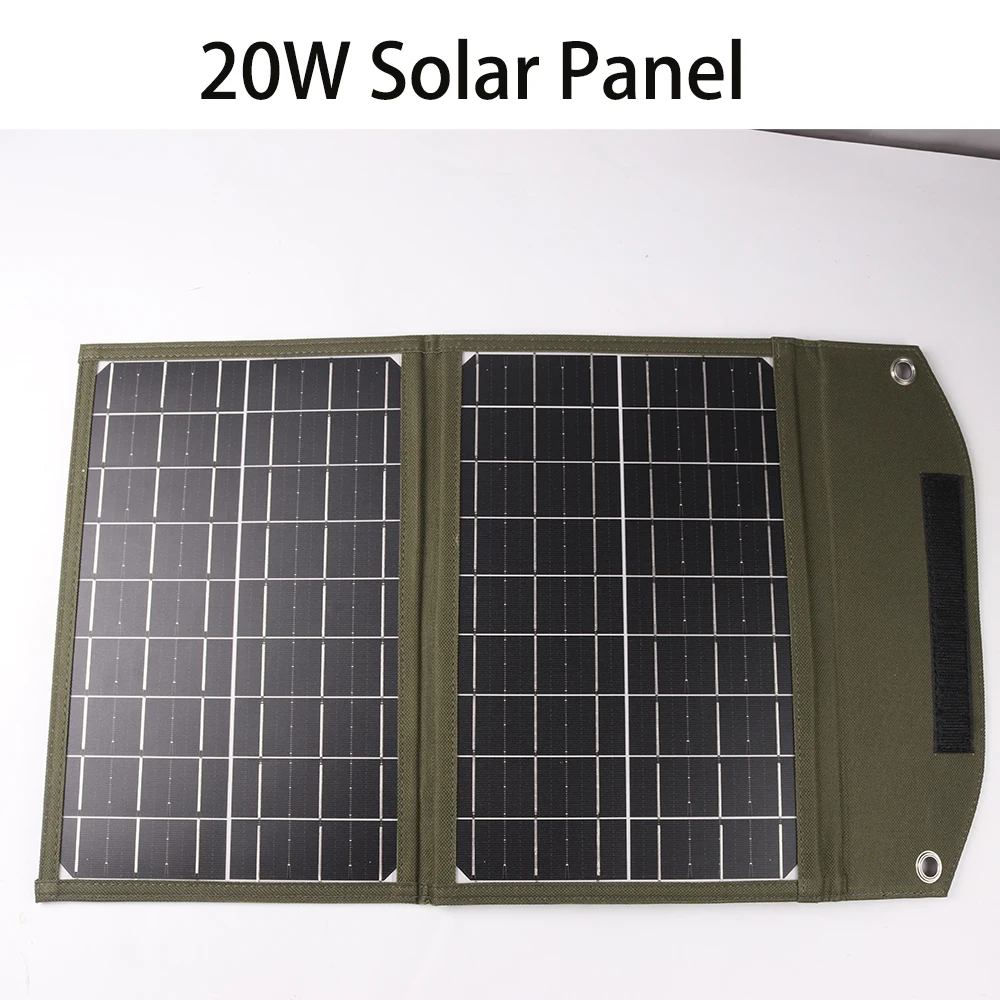 

20W Foldable Solar Panel USB Portable Battery Charger for Cell Phone Outdoor Waterproof Power Bank for Camping Accessories