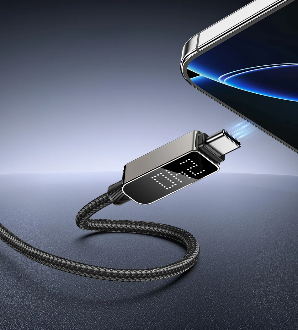 Rocoren Digitales Display USB-C-Kabel 240W PD 3.1 Schnellladekabel Typ C zu C für iPhone 17 16 15 Xiaomi Huawei Macbook iPad – Detail 11
