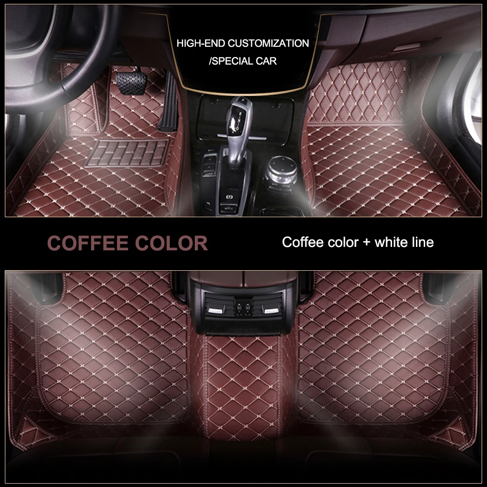 Car Floor Mats Carpet For Chevrolet,For Silverado 2018-present GMT T1XX PU Leather Non-Slip Floor Liner Full Set coffee