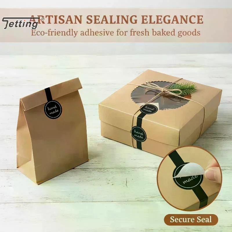 50 Sheets Black Hand Made Sealing Stickers With Strong Adhesion Perfect For Gift Wrapping Baking Packaging DIY Craft