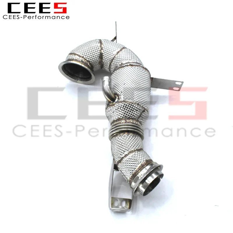 CEES Catted Downpipe for Mercedes-Benz GLE53 AMG W167 3.0T 2020-2021 Stainless Steel with Heat Shield Catalyst Exhaust Systems