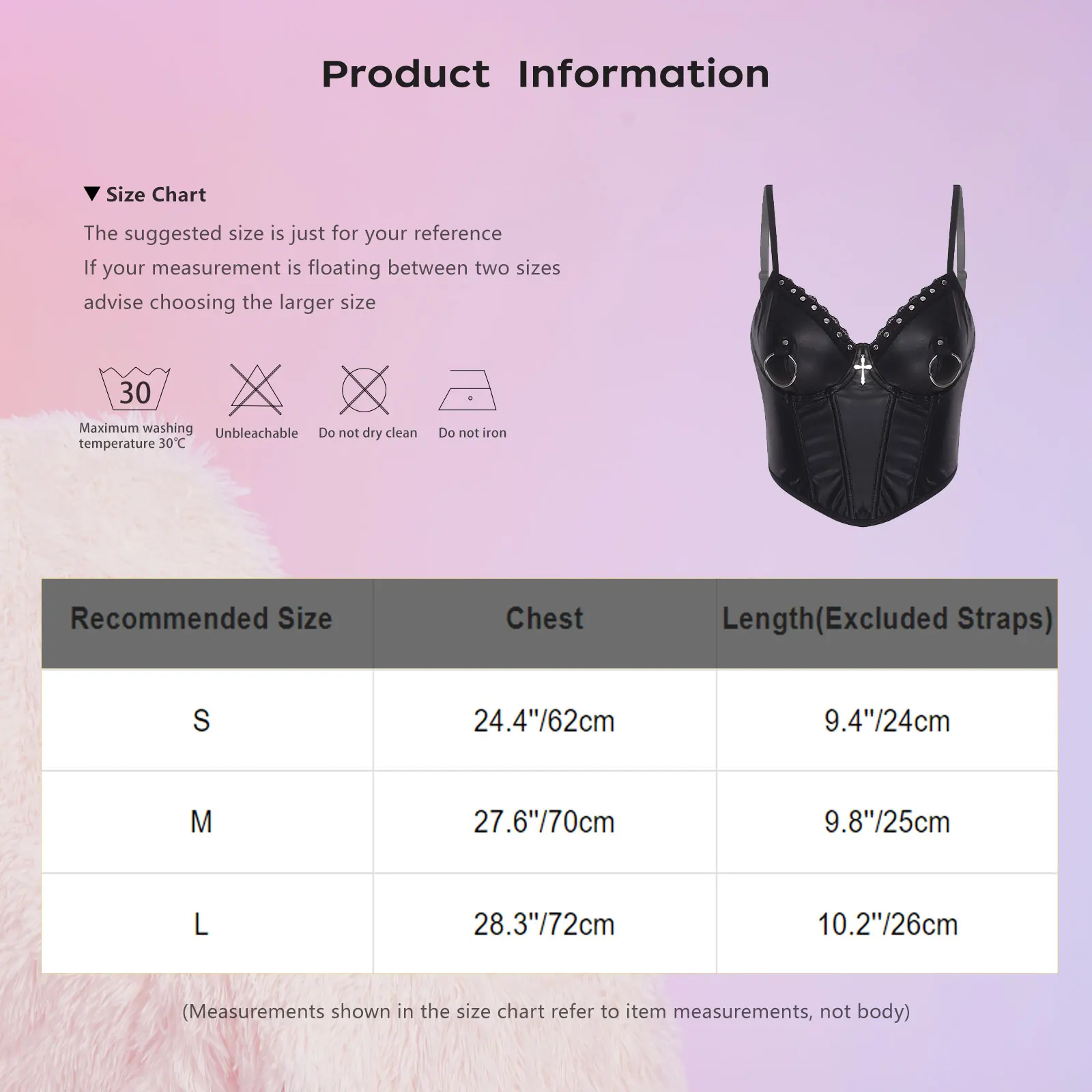 Women Cool Punk PU Leather Corset Bustier Rivets Cross And O-ring Decor Push-up Bra Boned Cropped Camisole Gothic Party Bar Tops