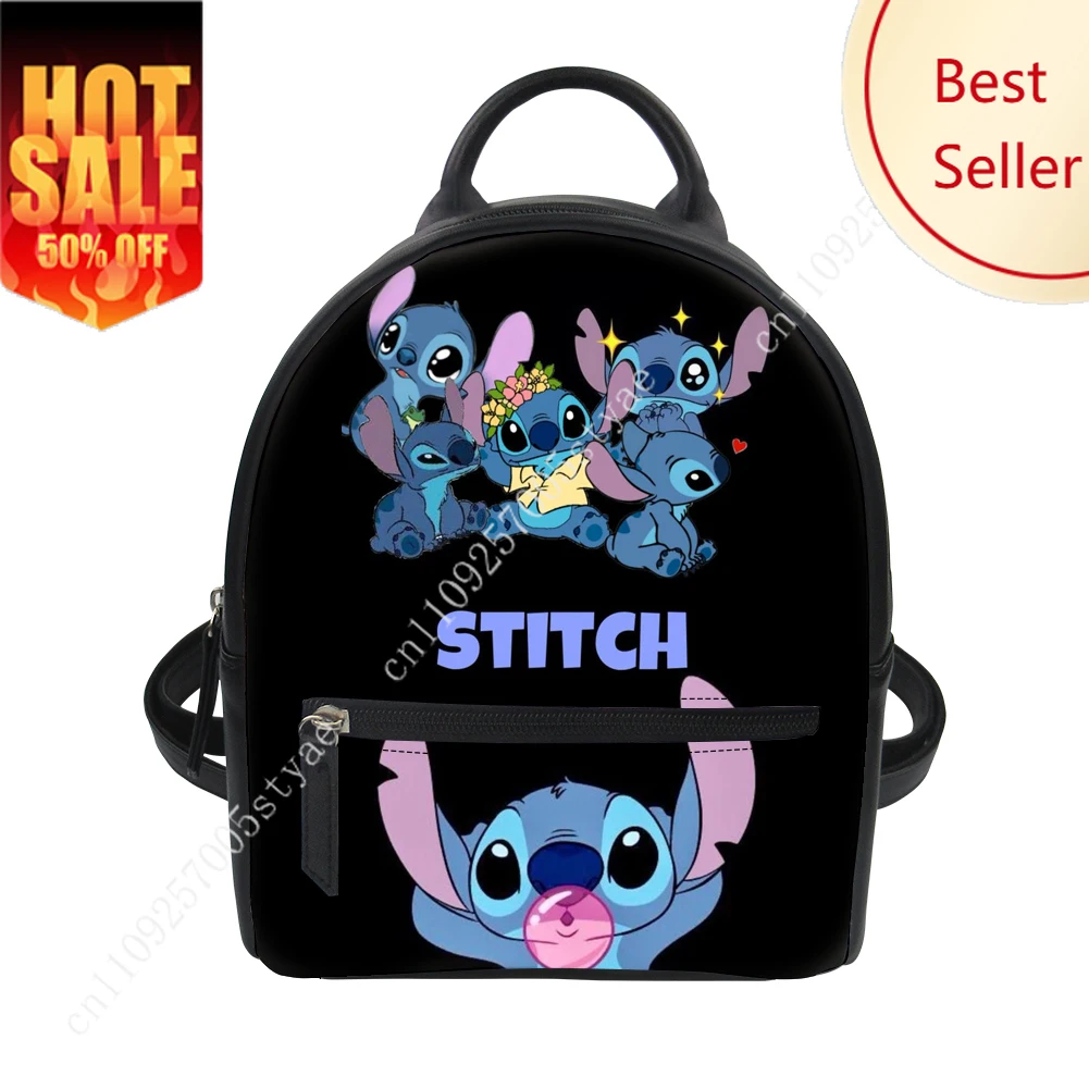 

Disney Stitch Backpack Purse Women Carter Schoolbags Double Shoulder Bag Mini Daypack Leather Travel Bag