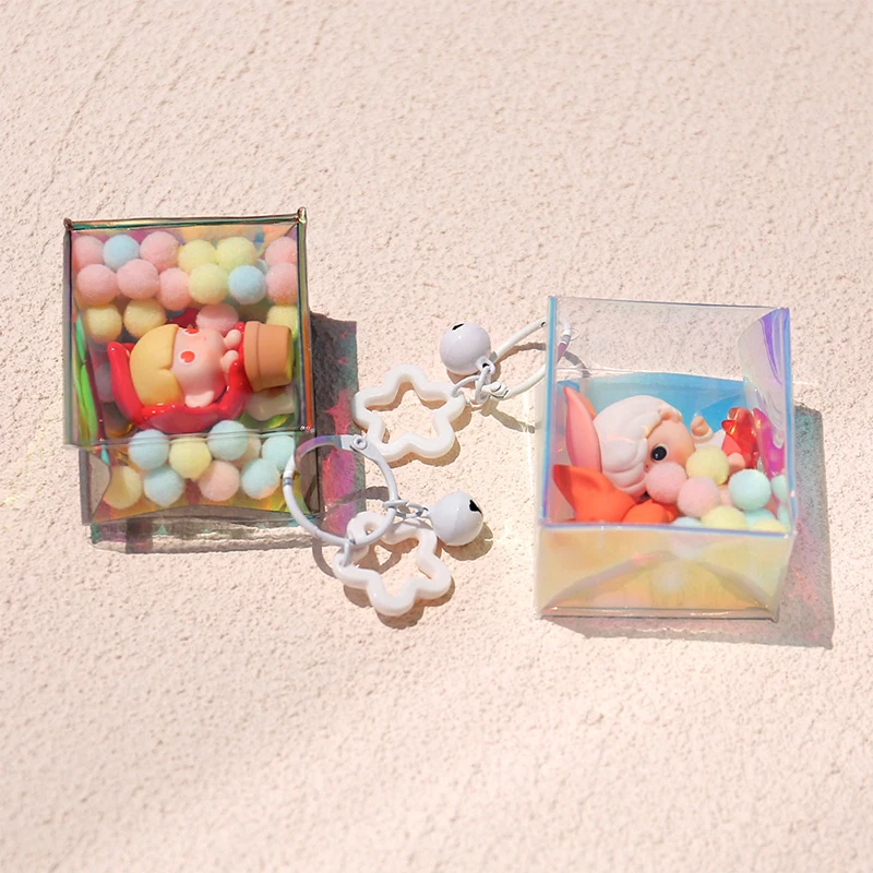 1Pc Transparent PVC Mystery Box Organizer Kawaii Mini Pouch Keychain Bag Protect Toy Doll Storage Case