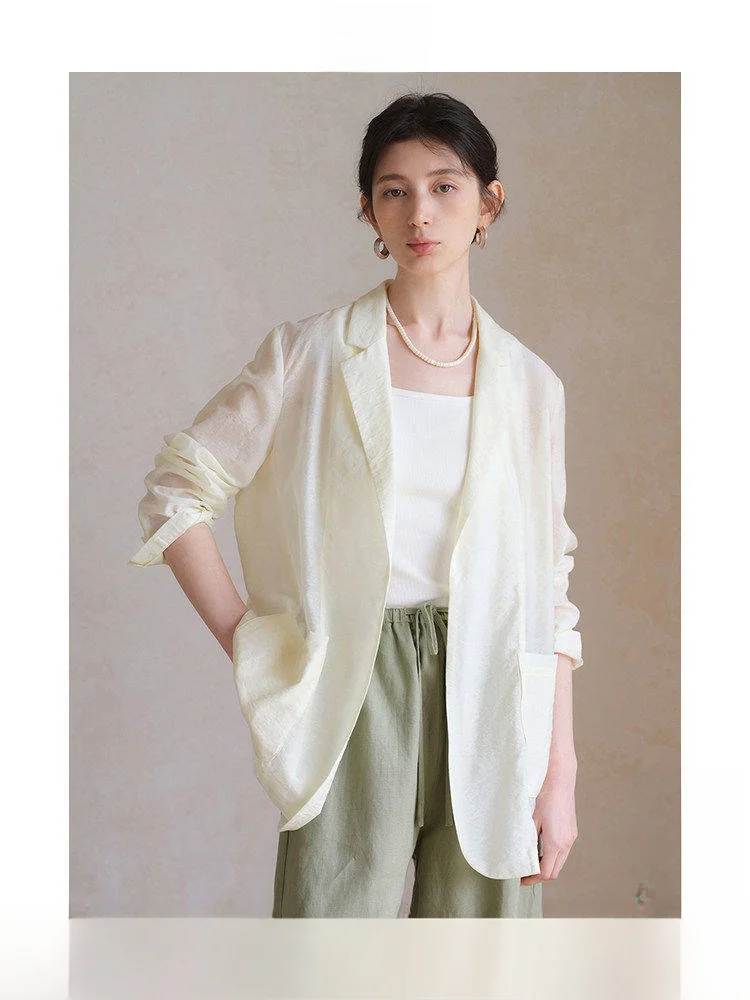 

Ltyp Travel Original Acetate Wool Floral Embroidery Sunscreen Suit Casual Lightweight Outerwear Women Summer Fashionable