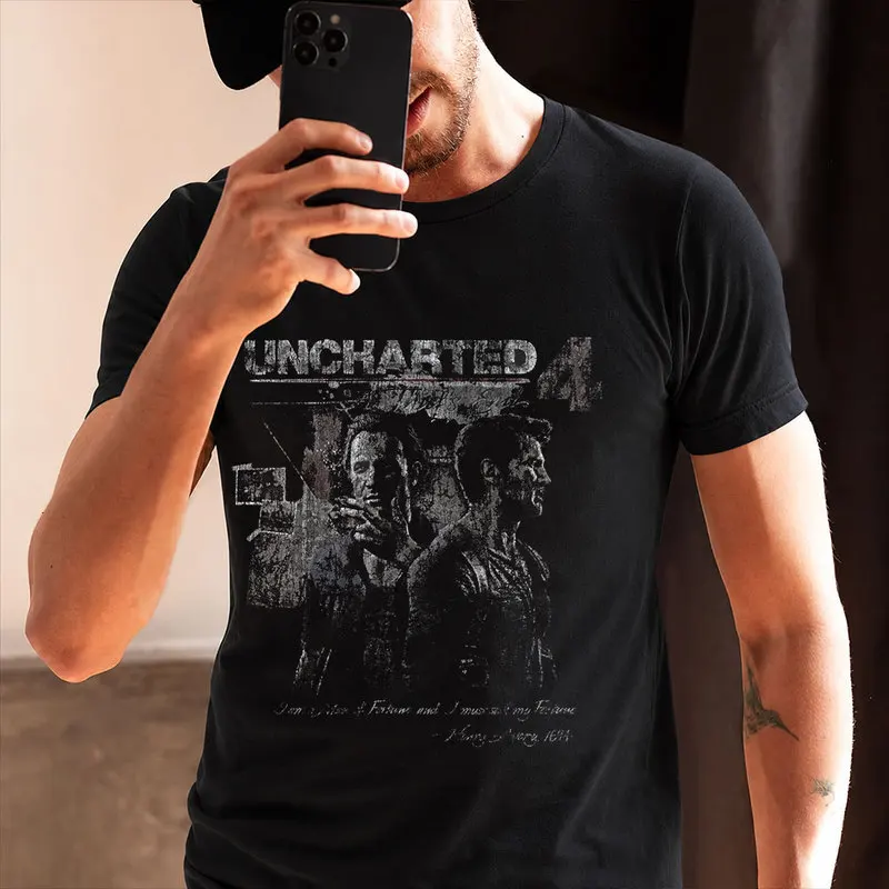 Uncharted 4 A Thief's End Gift For Fans Gamer T Shirt 0804 Short Sleeve Video game Graphic Clothes All Size Tops S-6XL