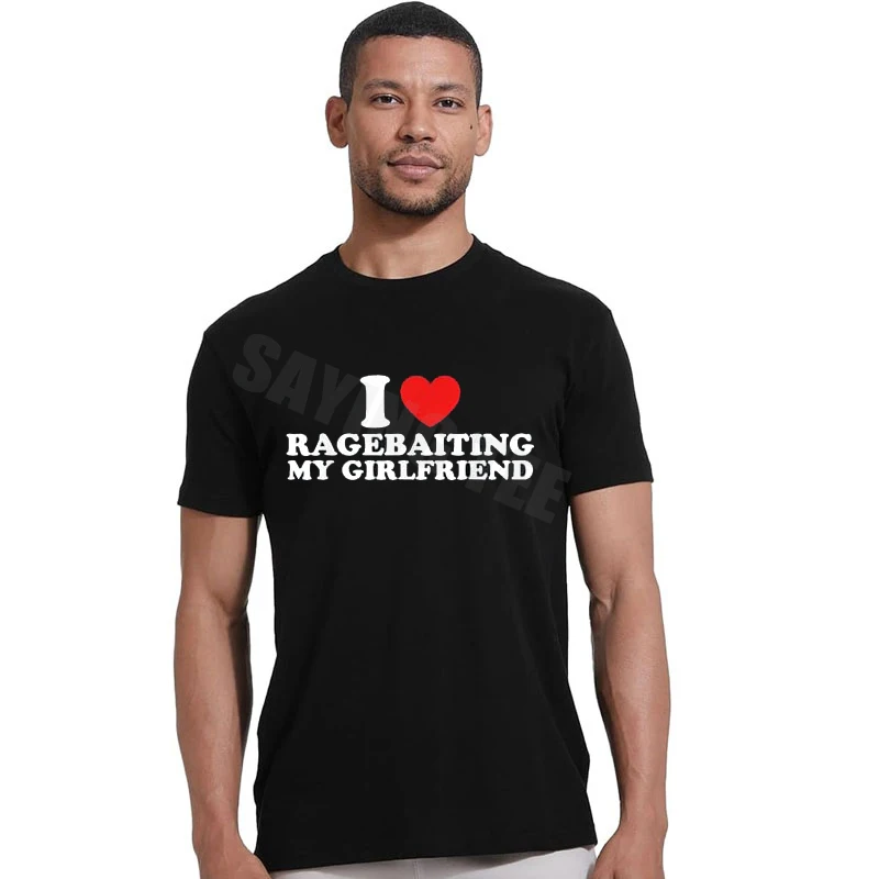T-Shirt mit lustigem Zitat „I Love Ragebaiting My Girlfriend“ im Y2k-Stil für Herren, modischer Humor, mit Buchstaben bedruckt, T-Shirt mit Spruch, Geschenk für Freundchen, Neuheit – Detail 5
