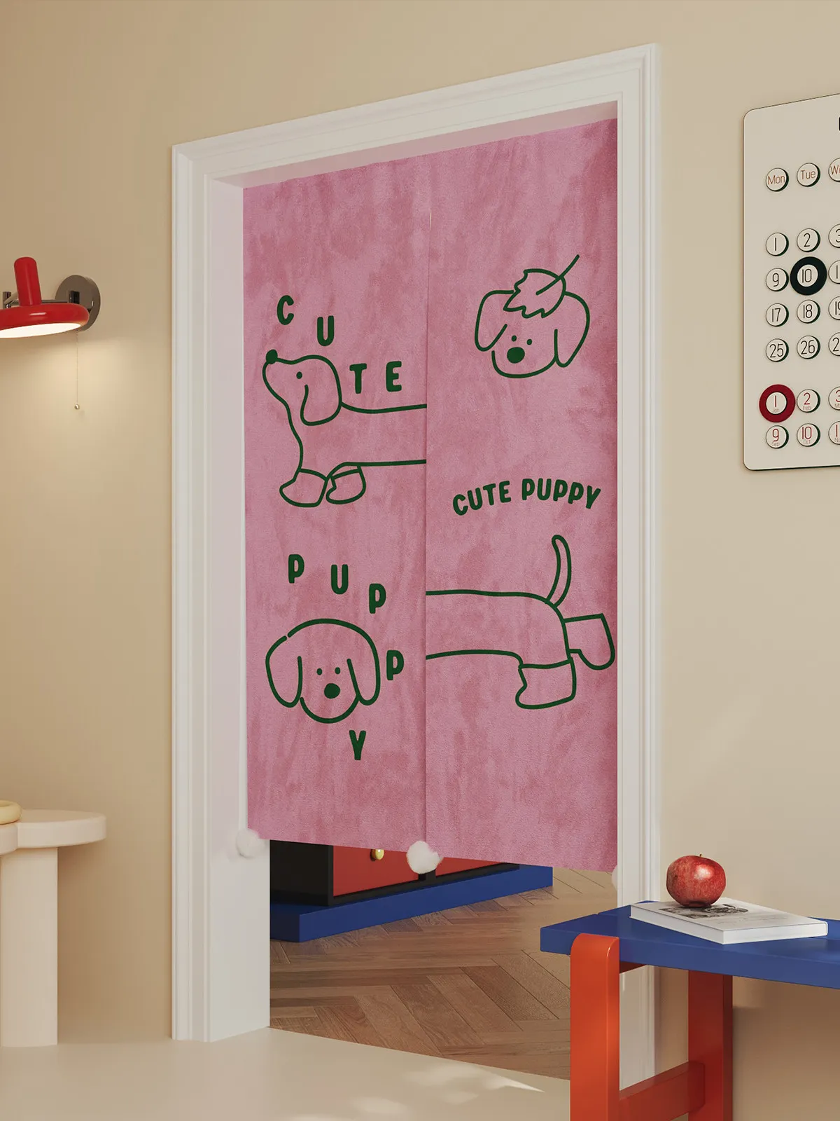 VIKAMA Dachshund Puppy Noren Door Curtain Line Drawing Cartoon Hanging Curtain Kids Bedroom Door Partition Home Decor